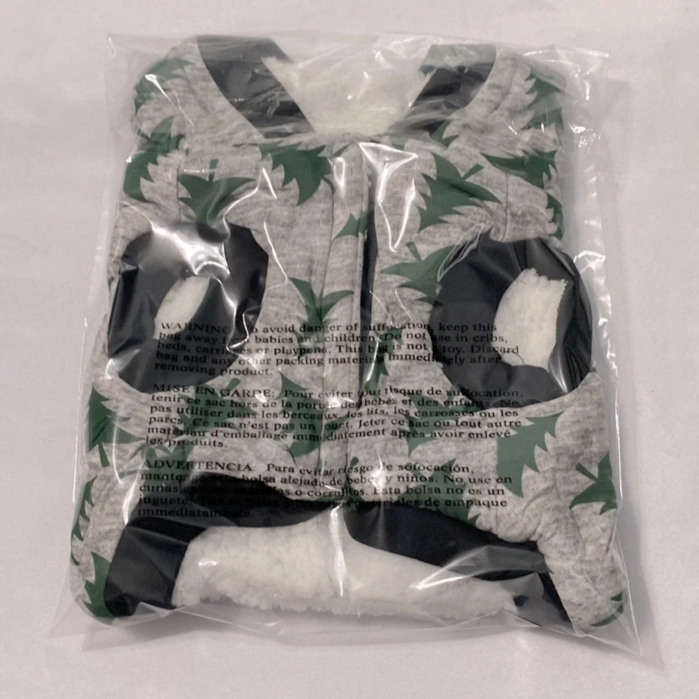 Pup Under the Tree Dog Hoodie Gray/Green Size Large